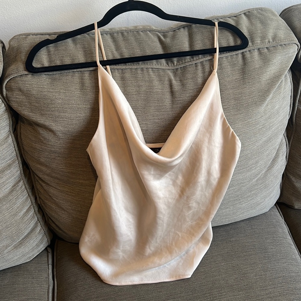 Cowl neck champagne tank